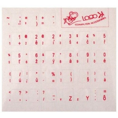 Přelepky na klávesnice, červené, česko-slovenské, vhodné pro notebook